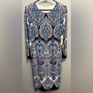 Eliza J size 6 floral paisley midi dress Cottagecore prairie vintage art design